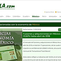 Fusiones y adquisiciones en Mxico aumentan 22,62% hasta abril de 2018